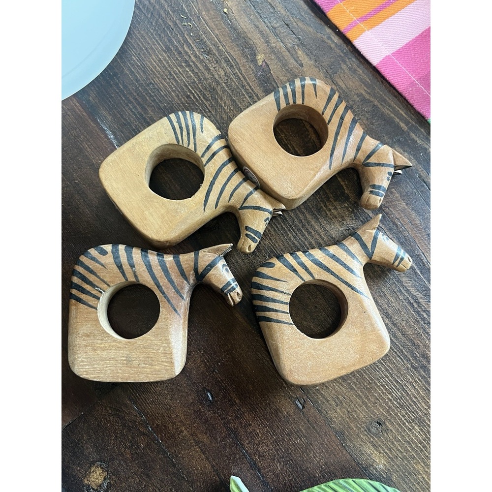 Zebra Napkin Rings made from lightweight‎ wood. Set of 4 Made In The Philippines